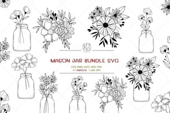 17MASON JAR BUNDLE, Flowers Sublimation: A Fresh Design Asset for Creative Marketers