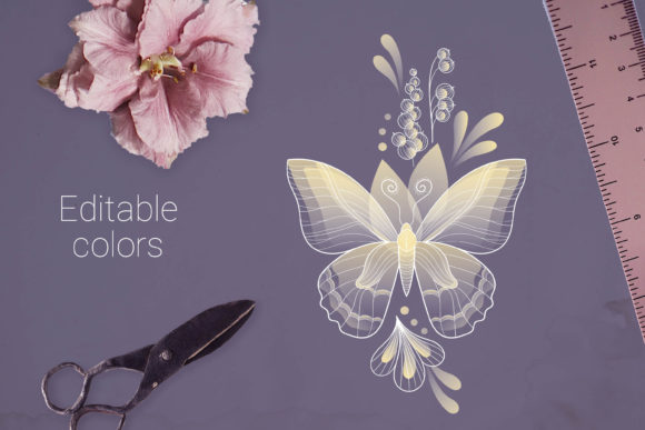 Beautiful Butterfly and Flowers Graphics and Illustrations
