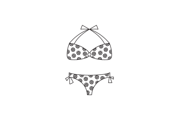 Bikini Flowers Outline: A Versatile Graphic Design Asset for Modern Branding