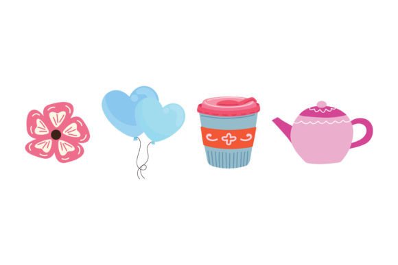 Coffee Balloons Flowers and Glasses Graphics and Illustrations Review