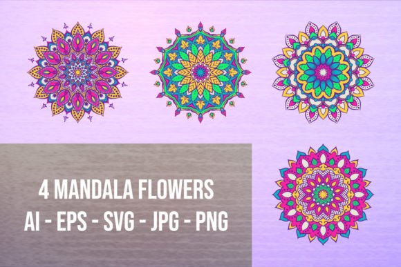 Colorful Mandala Flowers: Vibrant SVG Graphics for Handmade Creations