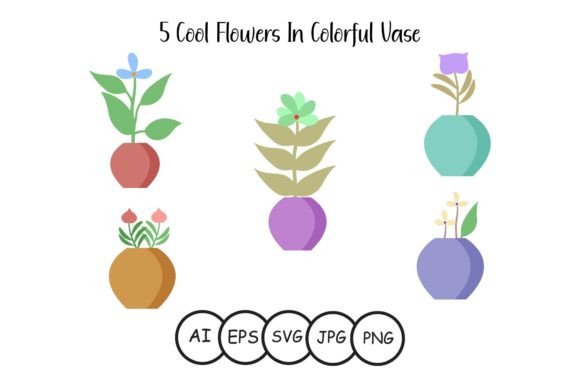 Cool Flowers in Colorful Vase Graphics and Illustrations Review
