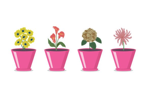 Flowerpots and Houseplant Flowers: A Versatile Graphic Design Asset