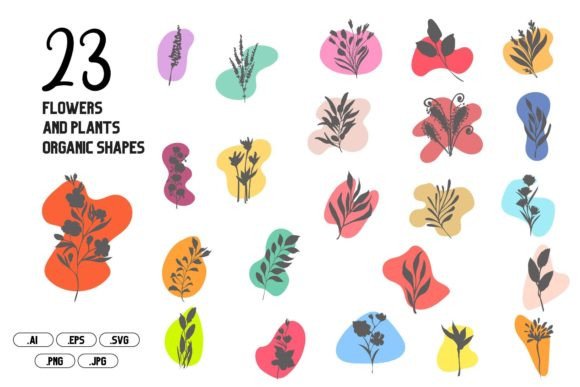 Flowers and Plants Organic Shapes: A Versatile Graphic Design Asset for Content Creators