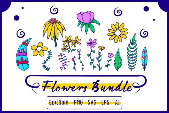 Flowers Clip Art Bundle: A Versatile Graphic Design Asset for Crafters
