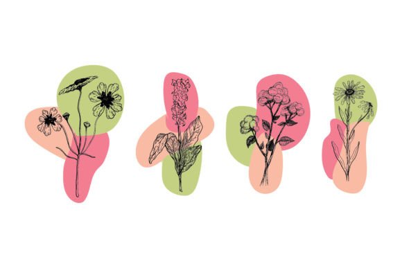 Flowers Drawing in Vintage Style: A Versatile Graphic Design Asset for Creative Projects