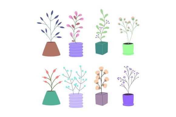 Flowers Pot Gardening Botanical Graphics for Real Craft Projects