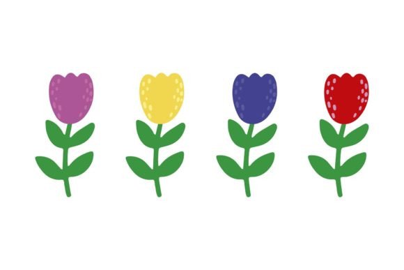 Flowers with Different Colors: A Vibrant Graphic Design Asset for Creative Projects