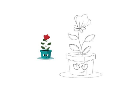 Kawaii Flowers Coloring 19 – A Versatile Graphic Design Asset for Creative Sellers