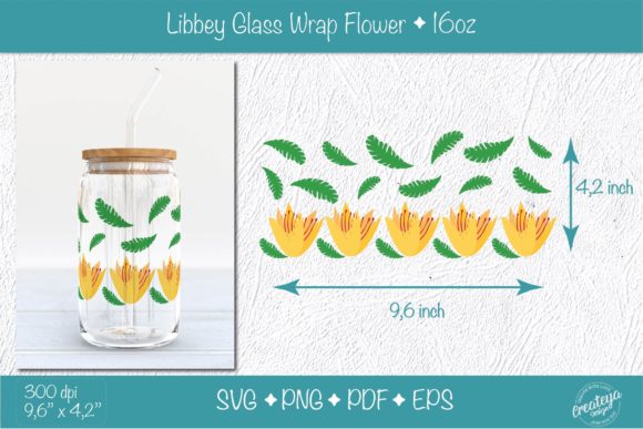 Libbey Glass Wrap with Groovy Flowers: Graphics and Illustrations for Sellers