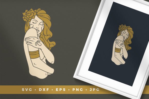 Portrait of a Woman with Flowers: A Versatile Illustration Graphic for Creative Projects