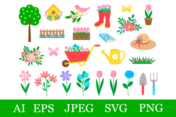 Spring Bundle SVG. Spring Flowers Graphics and Illustrations