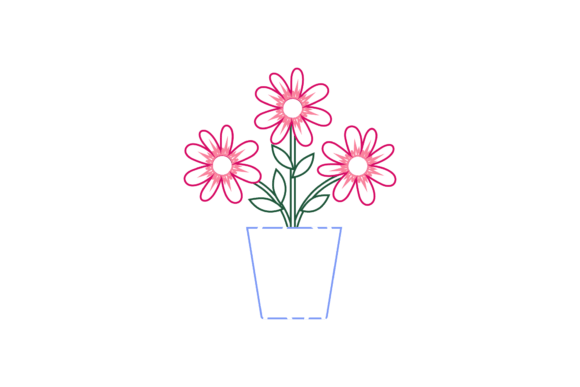 Three Pink Flowers Line Style Color for Crafting and Graphics