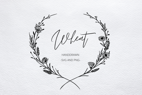 Wheat and Bud with Flowers Wreath Graphics and Illustrations Review