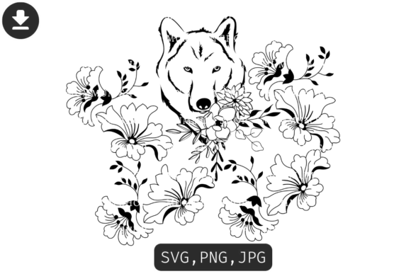 Wolf with Flowers Svg: A Versatile Graphic Design Asset for Modern Branding